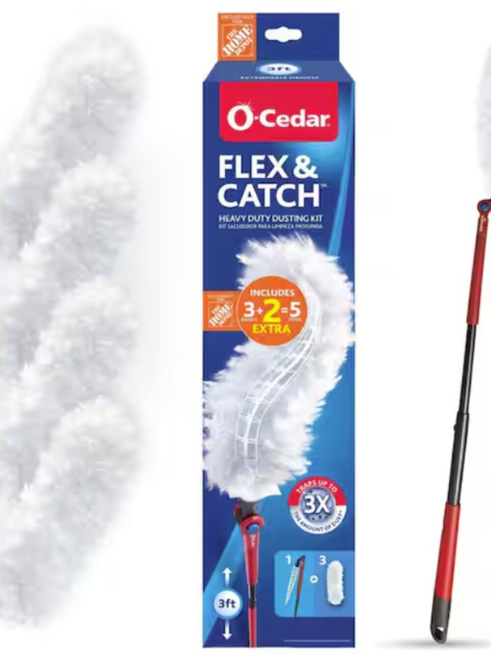 O-Cedar Flex & Catch Heavy Duty Dusting Kit 3ft Extendable 5 Refills